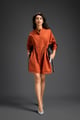 Drawstring Shirt Romper Rust color