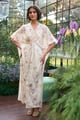 Floral Sequin Kaftan Dress White/Pink color