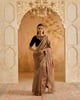 Bronze Petal Crush Tissue Saree Beige color