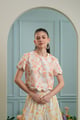 Tulum Top -Orange Roses White/Orange color
