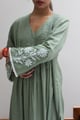 Pintucks And Back Yoke Kurta Set - Green Green color