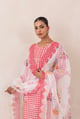 Cotton Ghingham Check with Floral Buta Kurta Set - CHHIPA JAIPUR - Image 1
