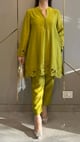 Green Ochre Raya Chanderi Co-Ord Set ( with Dupatta) Green color