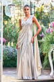 Ivory Silver Sari Drape Metallic Maxi Gown - Dash and Dot - Image 1