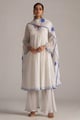 Marshmellow and Cobalt Blue A-Line Chanderi Kurta Set - Ganga Fashions Pvt Ltd - Image 1