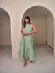 Green Chanderi Cotton Godet Panelled Midi Dress - Why So Blue - Image 1