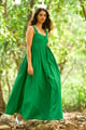 Green Flared Gown Green color