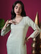 Sage Green Asopalav Leaf Stripe Kurta Set Green color
