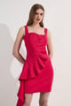 Scuba Drama Ruffle Woven Mini Dress Pink color
