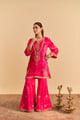 Nooren - Silk Velvet Kurta with Flared Palazzo & Dupatta Pink color