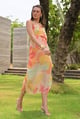 Kaze Multi Color One Shoulder Midi Dress Beige/Yellow/Pink color
