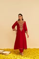 Hiba - Long Kaftan with Salwar Deep Red color