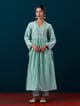 Embroidered Yoke with Gathers Kurta and Pant Dull Blue color
