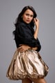 Metallic Gold Bubble Mini Skirt Gold color