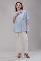 Blue Shirt with Embellished Evil Eye Blue color
