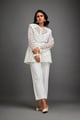 Cutout Jacket with Structured Zipper Closure and Metallic Silver Lining Silver & White color