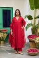 Naveli Motichoor Kurta Set Red color
