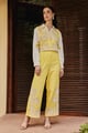 Honey Comb Embroidered Co-Ord Set Yellow color