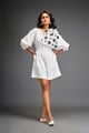 Playsuit with Applique Work on the Shoulder White color