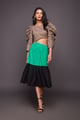 Midi 3 Tiered Dress Black & Green color