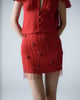 Silk Chiffon Embellished Mini Skirt Red color
