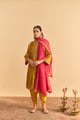 Amal - Silk Velvet A-Line Dhoti and Kurta Mustard color