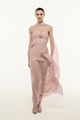 Light Pink Boned Strapless Dress with Stole Pink color