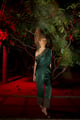 Exposed Shoulder Embroidered Top Green color