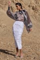 Cascading Teardrop Sequin Skirt White color