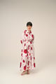 Cloud Petal Maxi Shirt Dress White/Red color