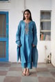 Guldasta Heritage Suit Set Prussian blue color