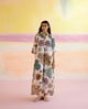 Jade Relaxed Kaftan Dress Joy of Life White/Purple/Yellow color