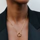 Squircle Pendant with Paperclip Chain Gold color