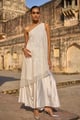 Pearl Embroidered One Shoulder Top Ivory color
