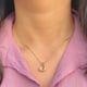 Statement Crescent Moon Zircon Necklace, Coral Gold color