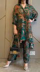 Green Abstract Printed Muslin Co-ord Set - Kylee Fashions - Image 1