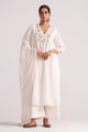 Ivory Embroidered Kurta Set Ivory color