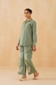 Zyri Cotton Embroidered Matching Set Sage Green color