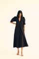 Poplin Midi Dress Black color