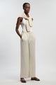 Stone Cotton Wide-Leg Drawstring Trousers - KAREN MILLEN - Image 1