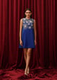 Rosette Mini Dress Blue color