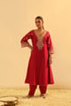 Alima - Long A-Line Choga with Salwar Red color