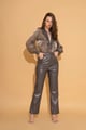 Torqadorn Grey Faux Leather Pants Grey color