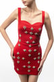 Embellished Red Mini Dress Red color