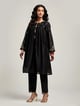 Short Embroidered Yoke Kurta with Gathers Black color