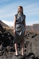 Metallic Wrap Skirt Pewter color