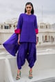 High-Low Top and Tulip Dhoti Pant Blue color