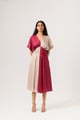 Wine-Ecru Square Dress Wine color