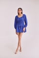 Short Blue Dress with Full Sleeves Blue color