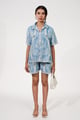 Blue Dawn Embroidered Shorts Co-Ord Set Blue color